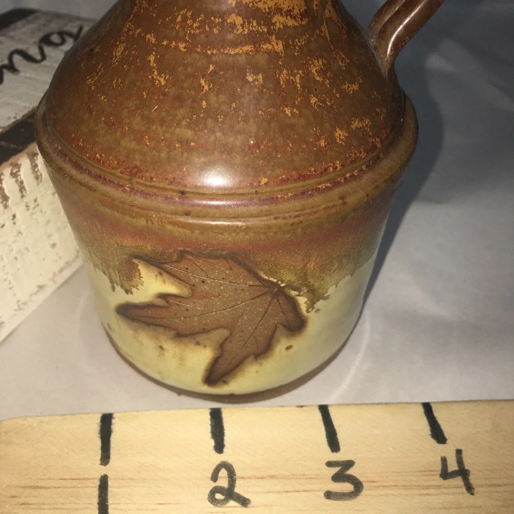 Pottery Jug Handmade Rare Signed Leaf Fall Decor H.‎ Lewine